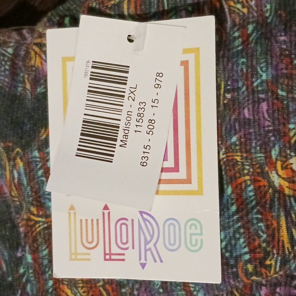 LulaRoe Madison Skirt Size 2X Black Purple Gold - Picture 2 of 6